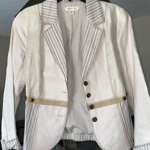 Two-Toned White Button Up Jacket